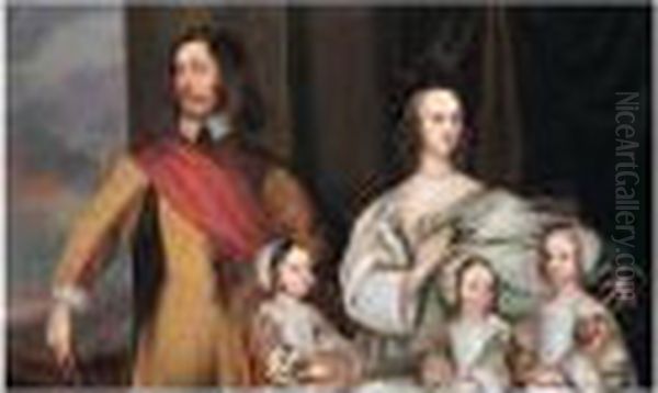 Alexander Popham And His Family Oil Painting by Robert Walker