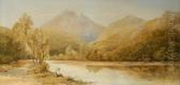 Figure Seated On The Bank Of A Scottish River Oil Painting by William Eyre Walker