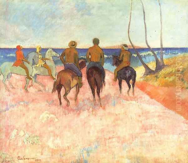 Riders On The Beach Oil Painting by Paul Gauguin