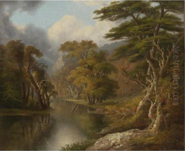 Running The Stag Oil Painting by William Guy Wall