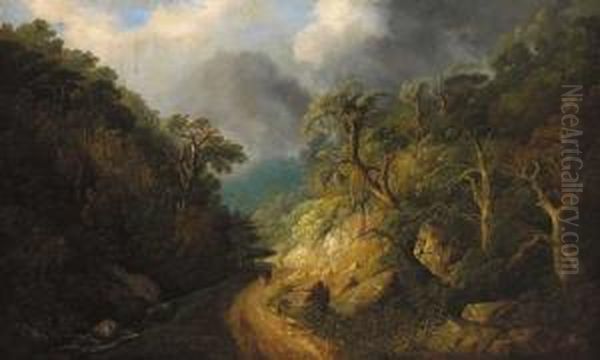 Scene In The Glen Of The Downs Oil Painting by William Guy Wall