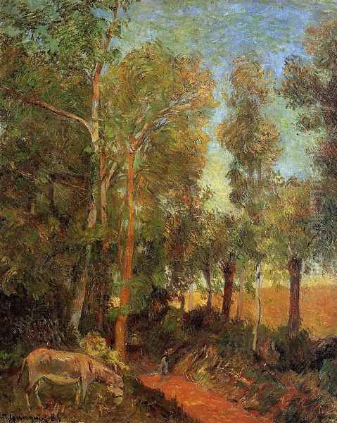 Donkey By The Lane Oil Painting by Paul Gauguin