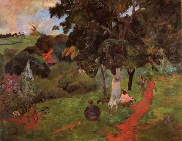 Martinique Landscape Aka Comings And Goings Oil Painting by Paul Gauguin