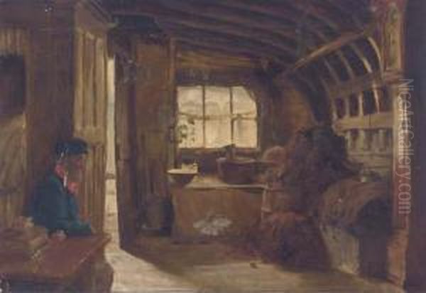 Old Adam In An Upturned Boat, Burnham Oil Painting by James Wallace