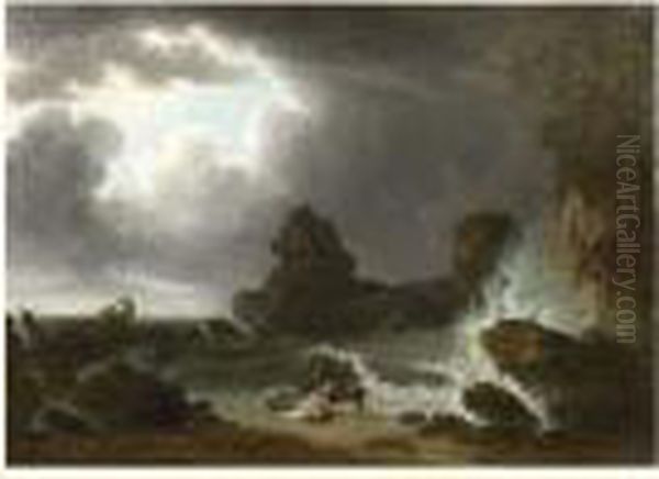 La Naufragee. Oil Painting by Pierre Joseph Wallaert