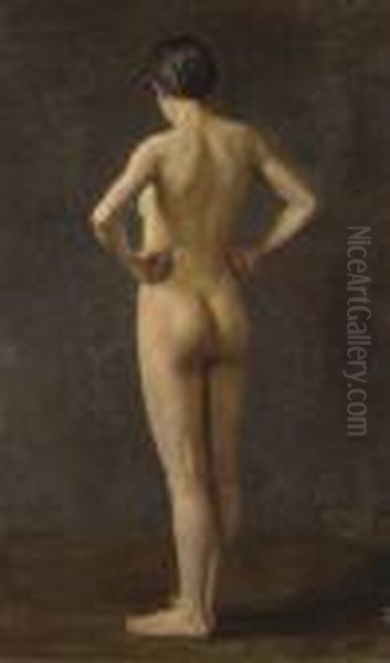 A Standing Female Nude Oil Painting by Alf, Alfred Wallander