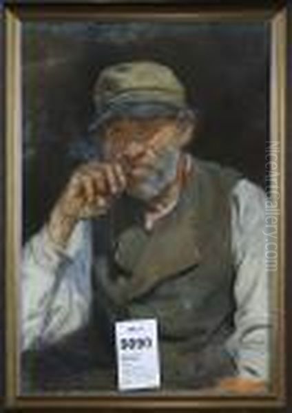 Alf :fiskargubbe, Signerad A. Wallander, Daterad 1890 Oil Painting by Alf, Alfred Wallander