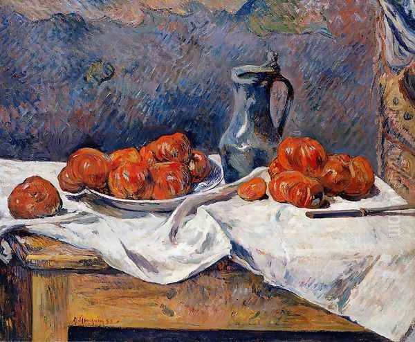 Tomatoes And A Pewter Tankard On A Table Oil Painting by Paul Gauguin