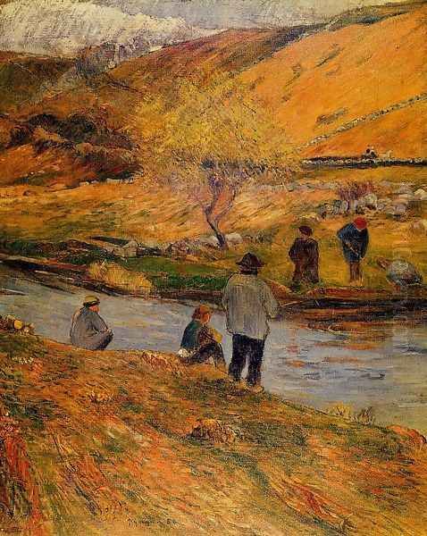 Breton Fishermen Oil Painting by Paul Gauguin