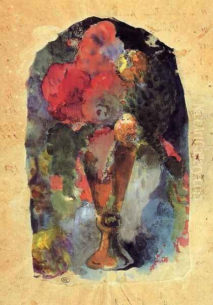 Vase Of Flowers (after Delacroix) Oil Painting by Paul Gauguin