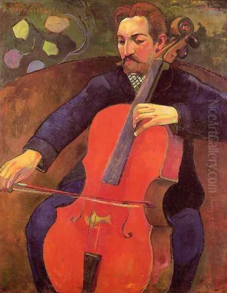 The Cellist Aka Portrait Of Fritz Scheklud Oil Painting by Paul Gauguin