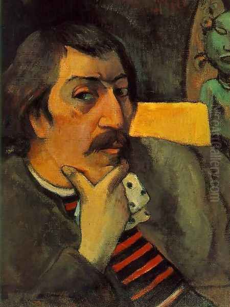 Portrait Of The Artist With The Idol Oil Painting by Paul Gauguin