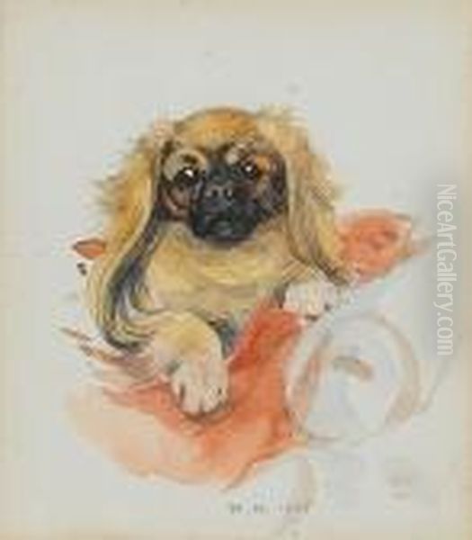 Pekingese Oil Painting by William Walls