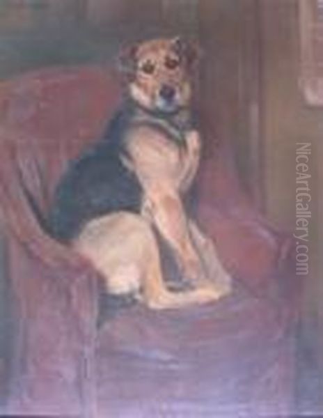 Study Of A Dog Oil Painting by William Walls