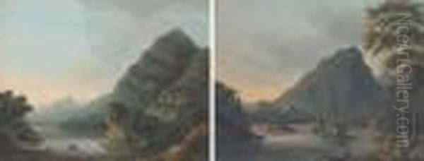 Two Views Of The Eagle's Nest, Lake Of Killarney Oil Painting by Thomas Walmsley