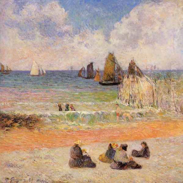 Bathing Dieppe Oil Painting by Paul Gauguin