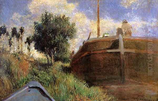 Blue Barge Oil Painting by Paul Gauguin