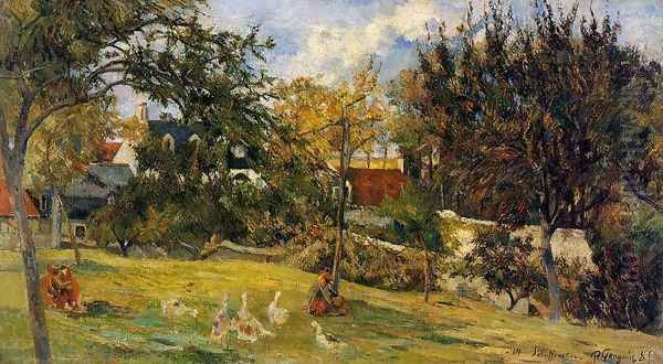 Geese In The Meadow Oil Painting by Paul Gauguin