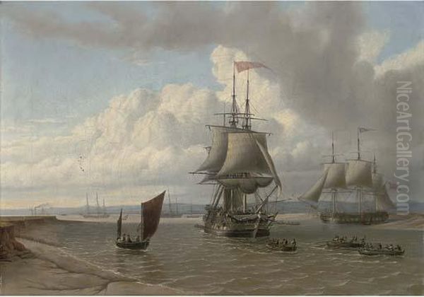 Warping Up The Avon Heading For Bristol Oil Painting by Joseph Walter