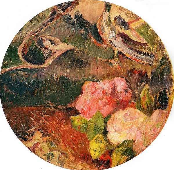 Flowers And A Bird Oil Painting by Paul Gauguin