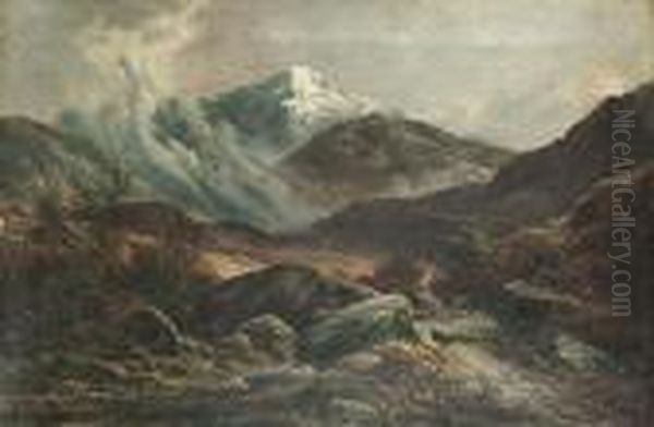 A Mountain Landscape Oil Painting by Alfred Walter Williams