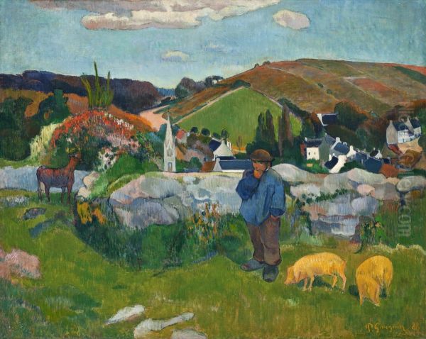 The Swineherd Oil Painting by Paul Gauguin