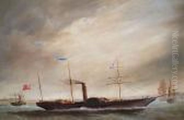 The 'pride Of Erin' In Belfast Lough Oil Painting by Samuel Walters