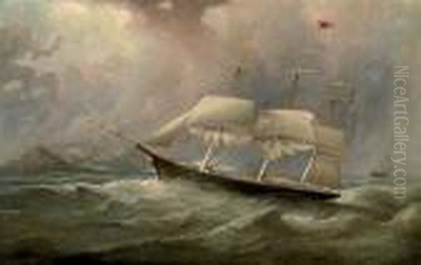 The Black Ball Line Clipper Ship Ocean Chief Reducing Sail On Her Australian Run Oil Painting by Samuel Walters