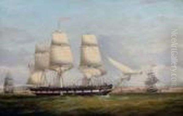 The American Merchantman Euphrasia In Three Positions Off The
Liverpool Waterfront Oil Painting by Samuel Walters