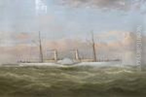 The Confederate Blockade Runner C.s.s Colonel Lamb At Sea Oil Painting by Samuel Walters