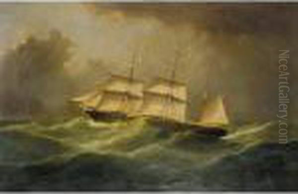 The Barque Trinidad Close Reefed In A Gale Oil Painting by Samuel Walters