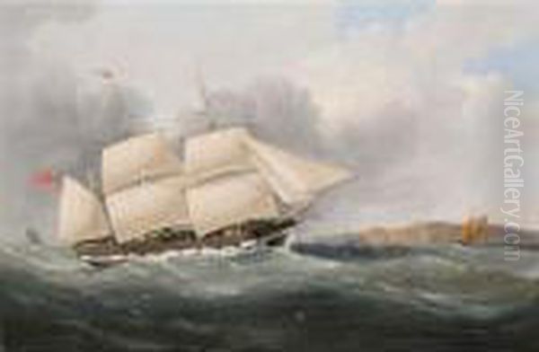 Third-rater Off The Coast Oil Painting by Samuel Walters