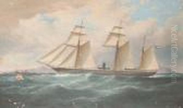 The American Confederate Raider Alabama Inward Bound Off Anglesey,north Wales Oil Painting by Samuel Walters