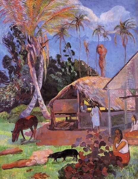 The Black Pigs Oil Painting by Paul Gauguin