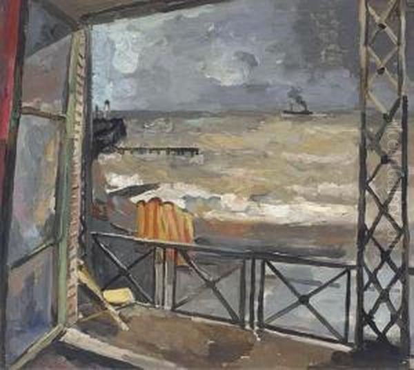 Storm At Lowestoft Oil Painting by Allan Walton