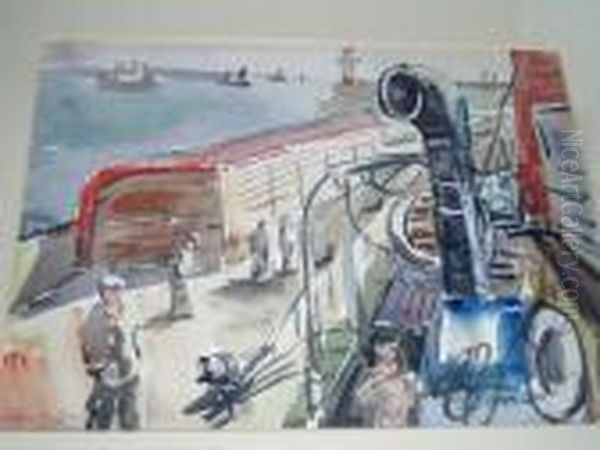 On Deck On The Orwell Oil Painting by Allan Walton