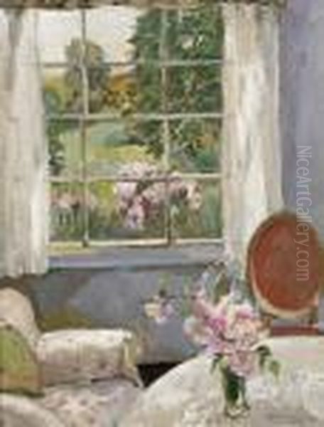 A Sunny Corner Oil Painting by Allan Walton