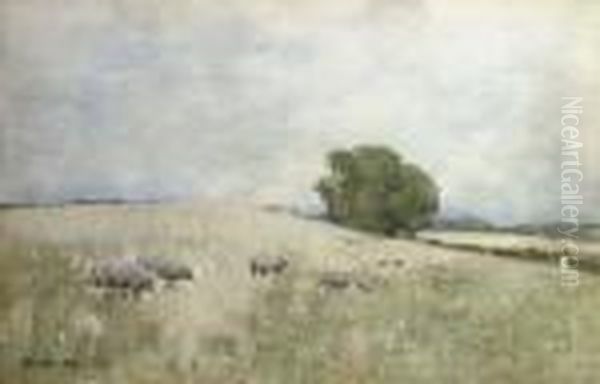 Sheep In A Landscape Oil Painting by Edward Arthur Walton