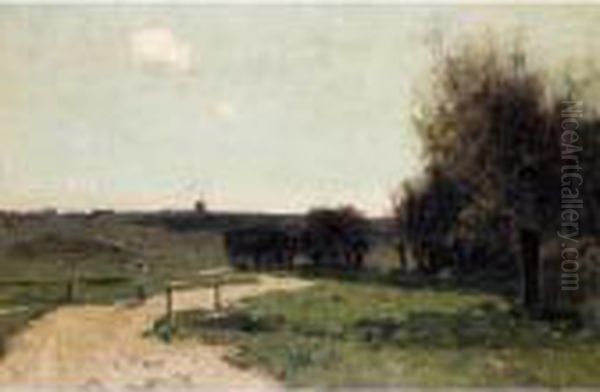 A Lincolnshire Landscape Oil Painting by Edward Arthur Walton