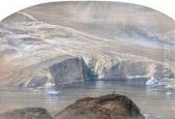 Margelensee And The Aletasch Glacier, Oberland Oil Painting by Elijah Walton