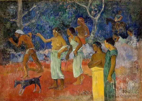 Scenes From Tahitian Live Oil Painting by Paul Gauguin