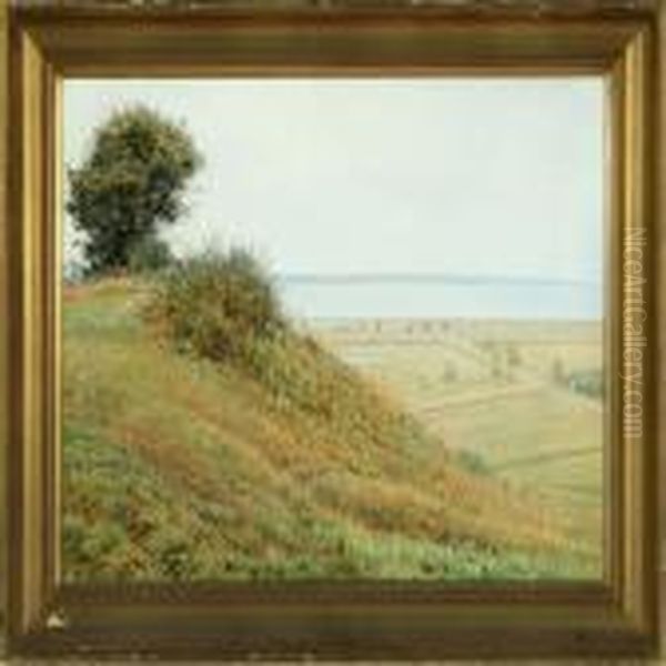 Danish Summer Landscapewith View Over Inlet Oil Painting by Albert Edward Wang