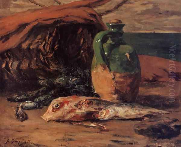 Still Life With Jug And Red Mullet Oil Painting by Paul Gauguin