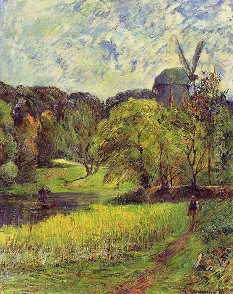 Windmil Ostervold Park Oil Painting by Paul Gauguin