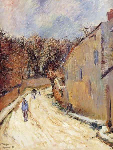 Osny Rue De Pontoise Winter Oil Painting by Paul Gauguin