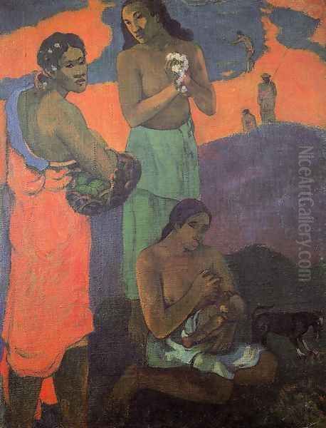 Maternity Aka Three Woman On The Seashore Oil Painting by Paul Gauguin