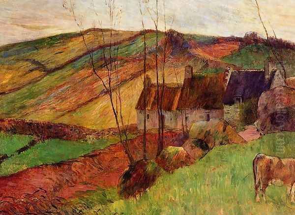 Cottages on Mount Sainte-Marguerite Oil Painting by Paul Gauguin