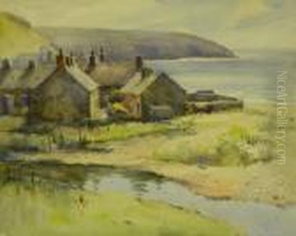 Coastal Cottages Oil Painting by Charles Edward Wanless