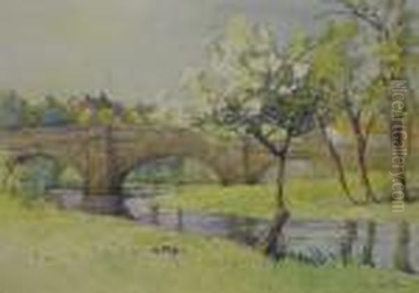 Ayton Bridge Near Scarborough Oil Painting by Harry Wanless