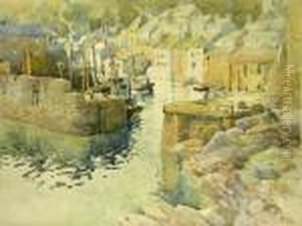 'polperro Cornwall' And 'ansteys Cove Torquay' Oil Painting by Harry Wanless